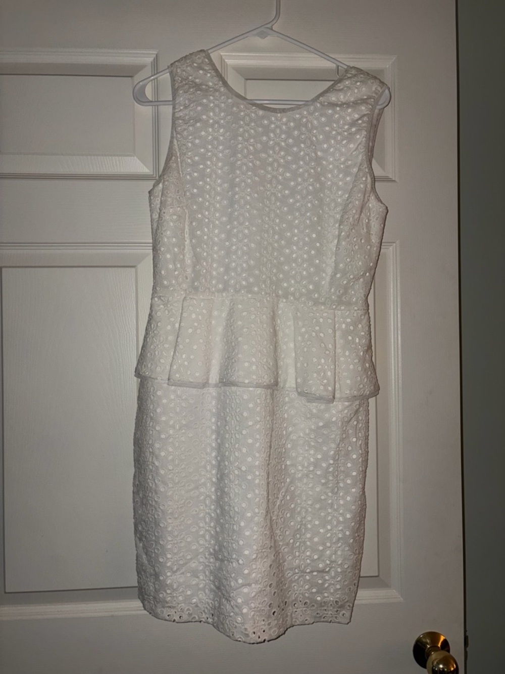 Max & Cleo White Eyelet Peplum Mini Dress